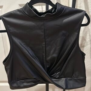 Faux Leather Crop-top